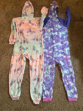 Kids Unicorn Hooded One-Piece Pajamas - Pink & Purple
